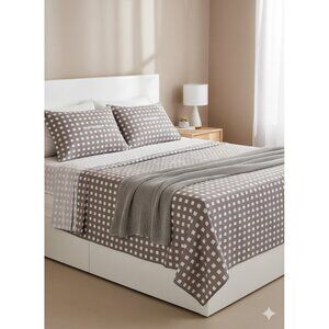 NWT Marimekko Crate & Barrel Kullervo King Sheet Set Grey White Geometric Cotton